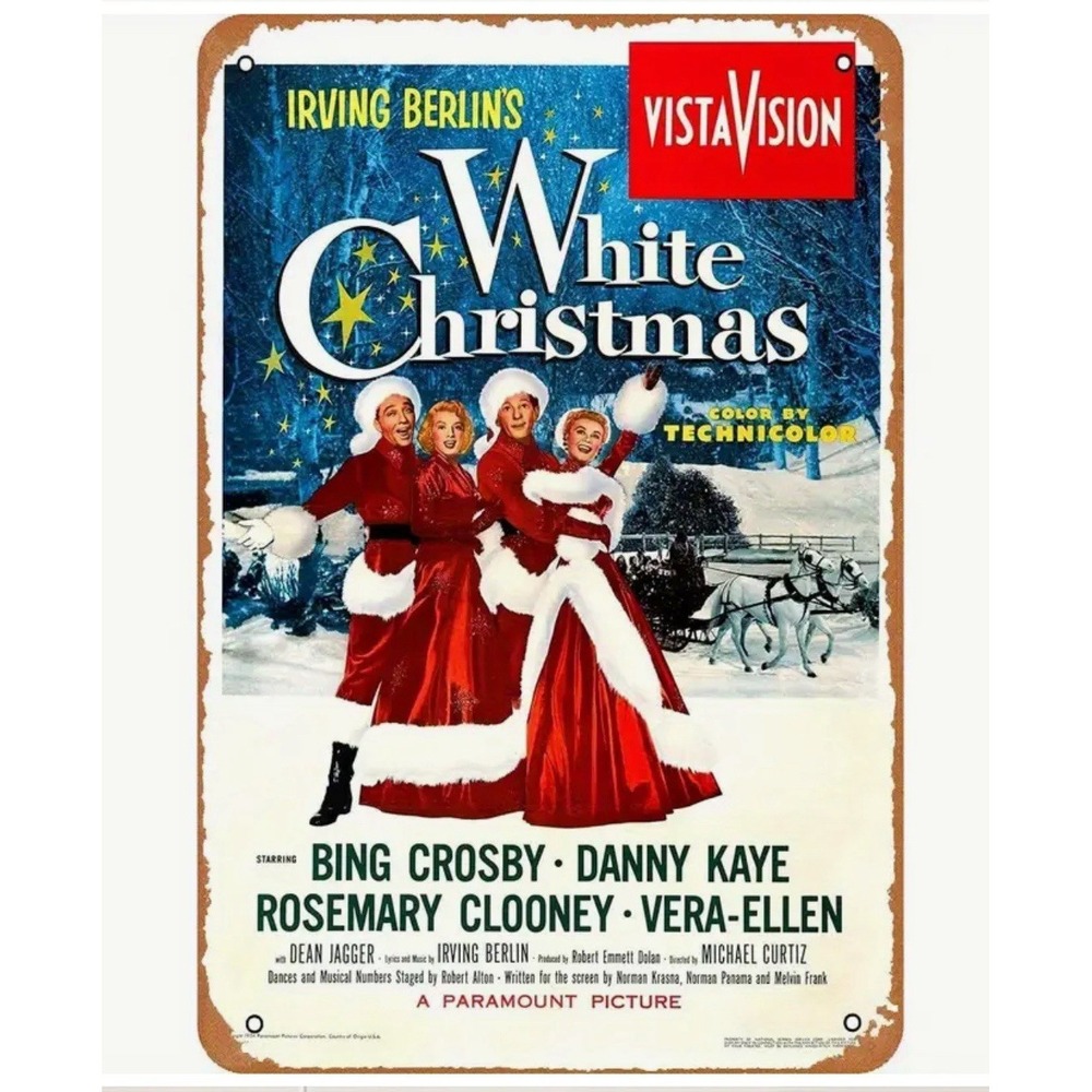 New Tin Sign White Christmas Movie Wall‎ Art Bing Crosby Vintage 8x12 Decoration